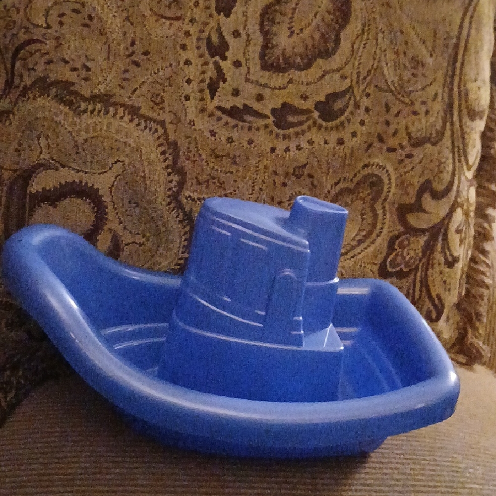 Large Blue Plastic Tug Boat Toy